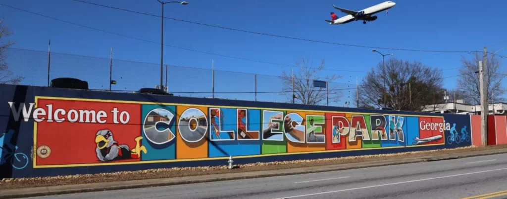 College Park Street Wall Paint and airplane fly