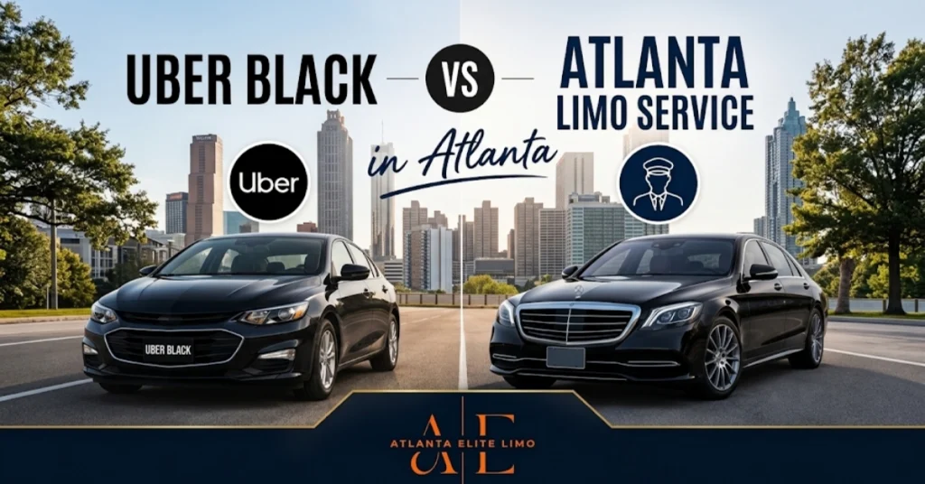 Uber Black vs. Atlanta Limo Service side-by-side comparison.